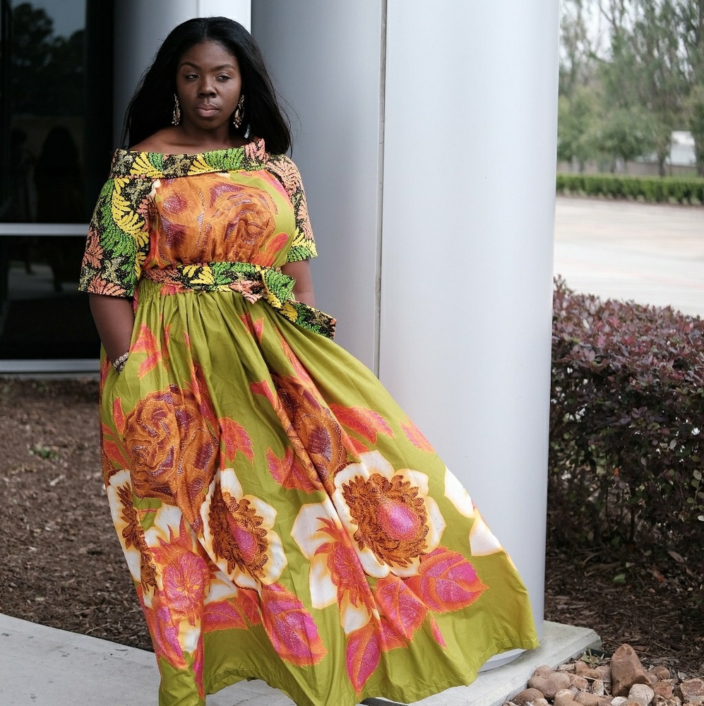 African Ankara print women maxi dress
